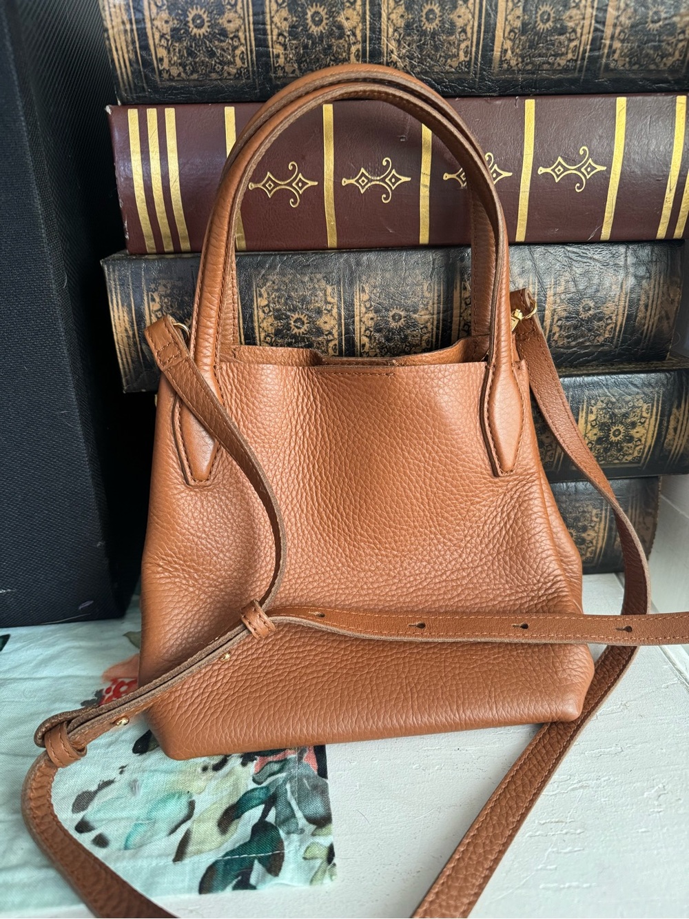 The Mini Shopper Tote in Soft Grain Pebbled Leather from Madewell.